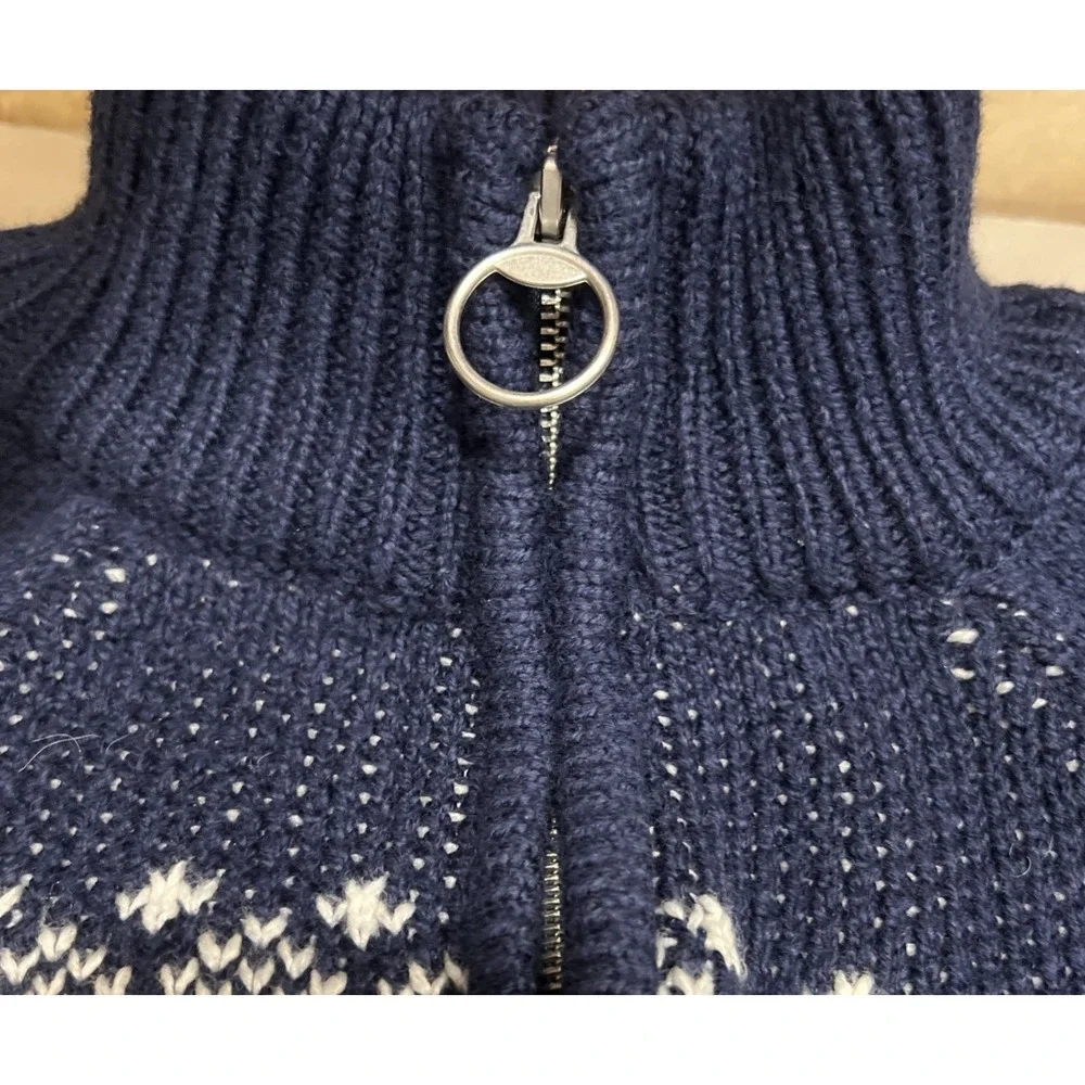 New Aerie Knit LOVE 1/4 Zip Blue Oversized  Pullover Sweater Fair Isle Size S - Picture 10 of 10